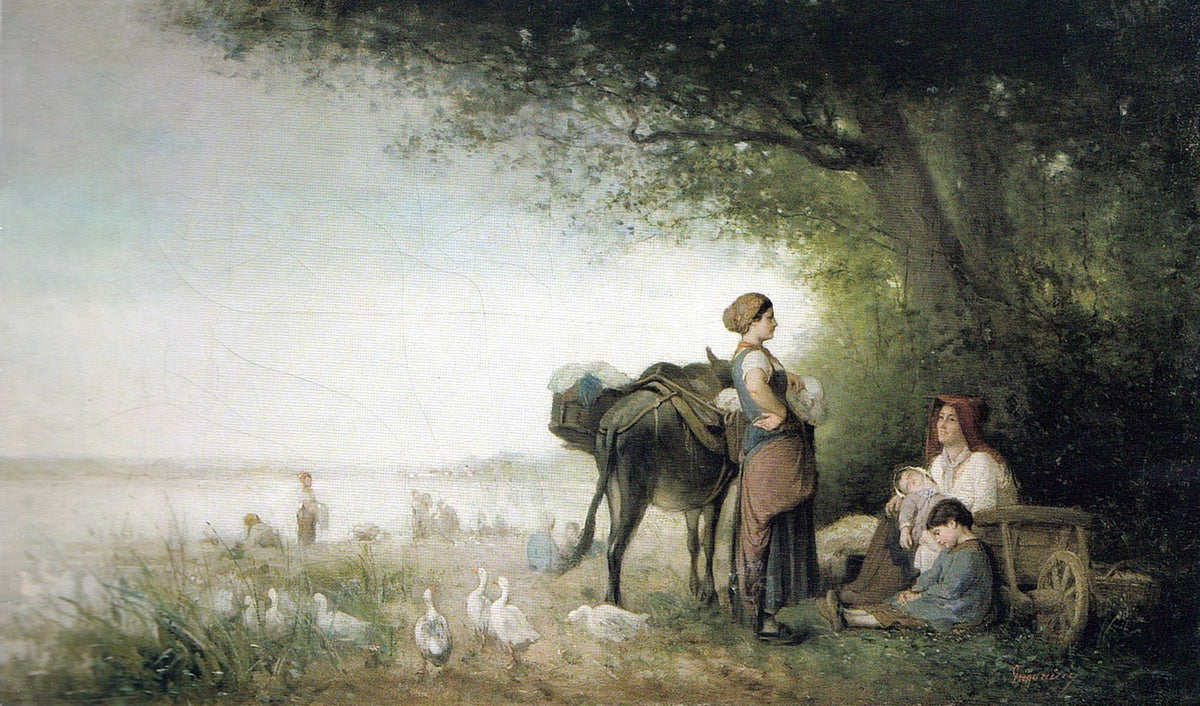 Nicolae Grigorescu - Spălătorese la râu, ulei pe pânză, 56x96,3cm - Galeria de Artă Românească Modernă de la Muzeul Național de Artă al României.